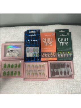 Press-On Nails Bundle Glamnetic Chillhouse Kiss Nail Lot New